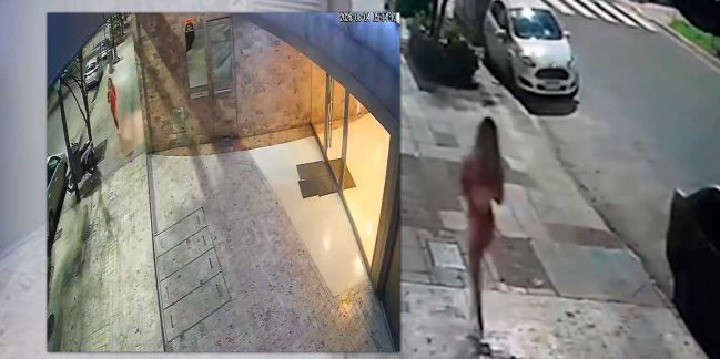Así escapaba corriendo Candela Arizaga por las calles del barrio de Belgrano.