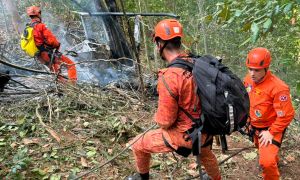 El helicóptero cayó en una zona boscosa de difícil acceso en Río de Janeiro.