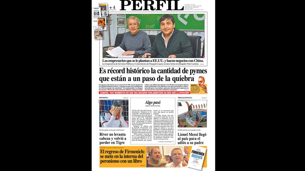 La tapa del Diario PERFIL del domingo 9 de agosto de 2026