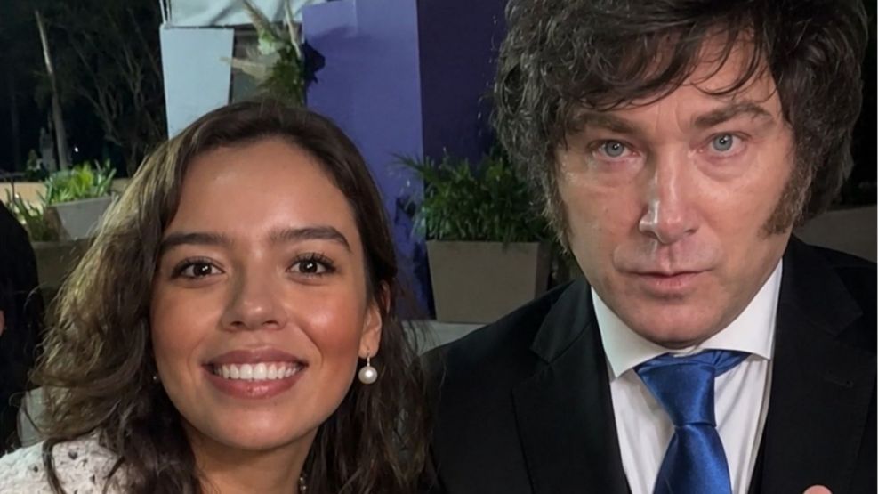 La influencer libertaria Jerome Sanabria y Javier Milei