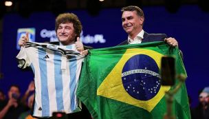 Javier Milei y Flávio Bolsonaro.
