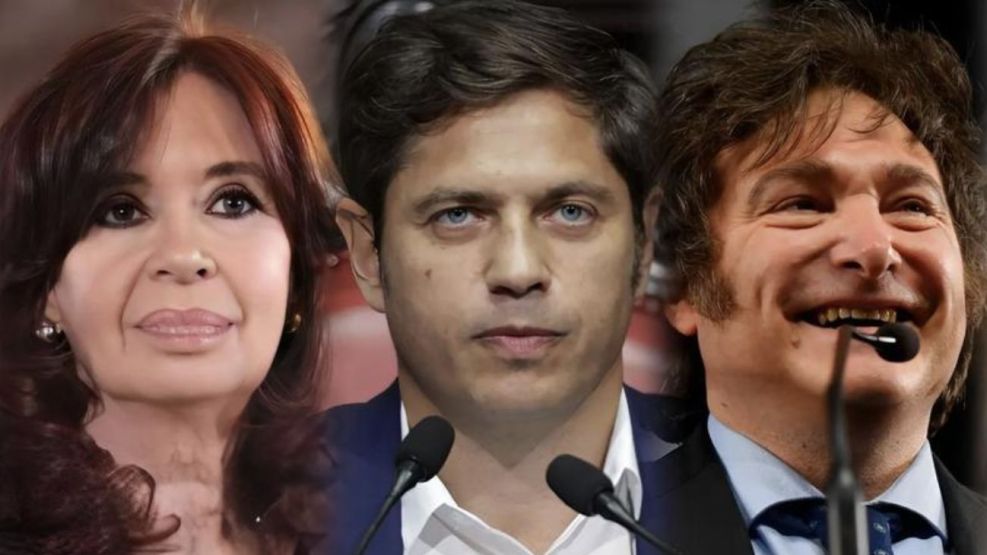 Milei, Cristina y Kicillof