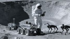 El plan prevé que tres astronautas operen junto a robots en la superficie lunar