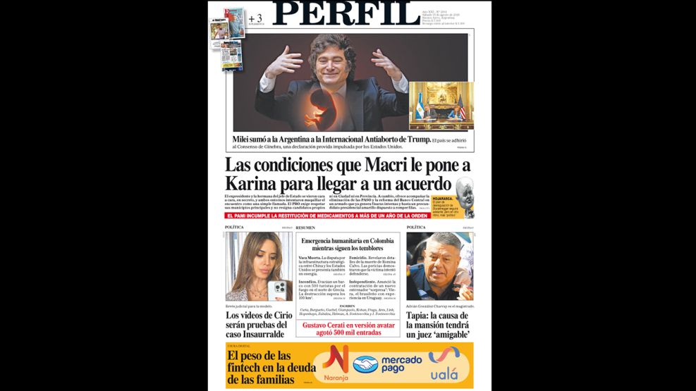 La tapa del Diario PERFIL del sábado 15 de agosto de 2026