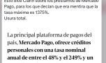 Polémica por las tasas de interés de Mercado Libre de hasta 1375 por ciento