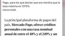 Polémica por las tasas de interés de Mercado Libre de hasta 1375 por ciento