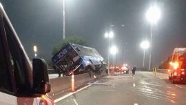 General Paz: el estado del tránsito tras el choque del colectivo 108 contra un auto