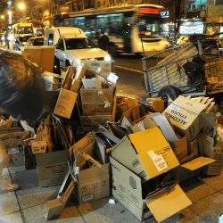 Cardboard to be collected by cartoneros.