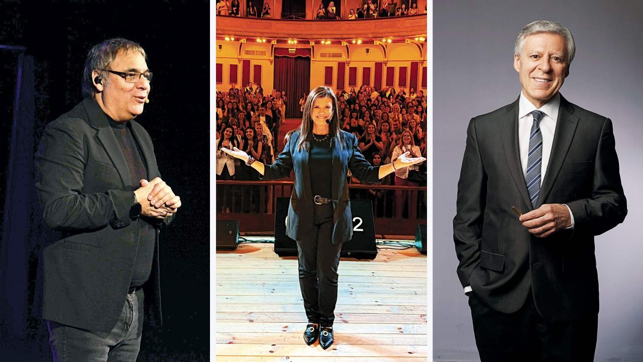 Gabriel Rolón, Pilar Sordo y Daniel López Rosetti transforma la consulta profesional en experiencia colectiva, donde el bienestar conquista los teatros más importantes de Argentina.  | Foto:Cedoc