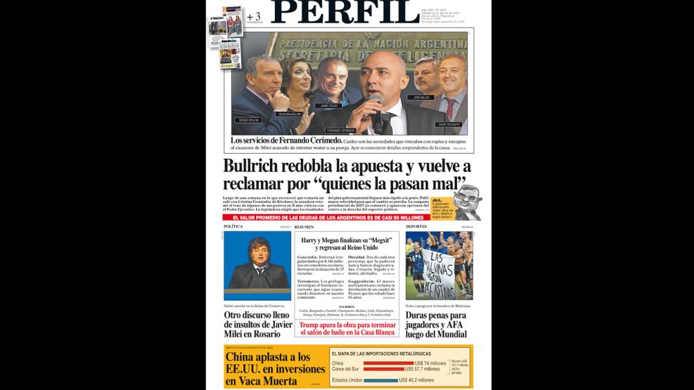 La tapa del Diario PERFIL del sábado 22 de agosto de 2026