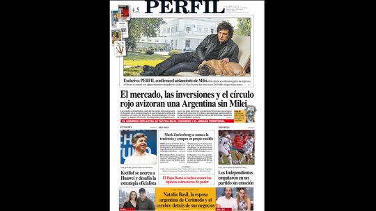 La tapa del Diario PERFIL del domingo 23 de agosto de 2026