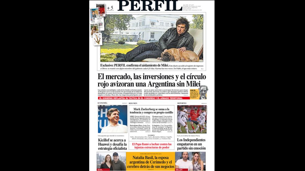 La tapa del Diario PERFIL del domingo 23 de agosto de 2026