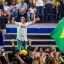 Fotogaleria Imagen del senador brasileño, Flavio Bolsonaro, candidato presidencial del Partido Liberal de Brasil, asistiendo a una mitin de campaña, en Brasil