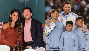Antonela Roccuzzo, Lionel Messi y sus hijos