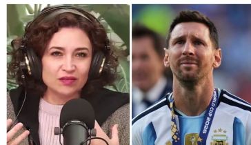 Julia Mengolini y Lionel Messi