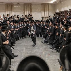 Hombres judíos ultraortodoxos bailan para celebrar la liberación de la prisión militar de un compañero estudiante de yeshivá, detenido por no presentarse tras ser llamado a filas para el servicio militar israelí, en Elad. El Tribunal Supremo de Israel suspendió en julio una controvertida ley aprobada a principios de ese mes que habría impedido la detención de hombres judíos ultraortodoxos que se negaran a prestar servicio militar. Los líderes de la hermética comunidad ultraortodoxa se han opuesto durante mucho tiempo al reclutamiento de sus miembros, argumentando que el servicio militar alejaría a los jóvenes de sus estudios religiosos y erosionaría su estilo de vida. Sin embargo, los llamamientos a su reclutamiento se han intensificado en los últimos años, a medida que Israel se ha visto envuelto en múltiples guerras. | Foto:Ilia Yefimovich / AFP