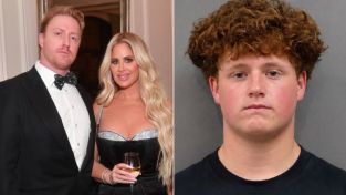 La exestrella de la NFL Kroy Biermann, Kim Zolciak y Kroy Biermann Jr.
