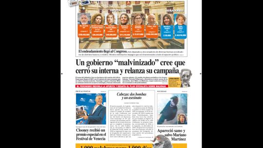 La tapa del Diario PERFIL del sábado 5 de septiembre de 2026