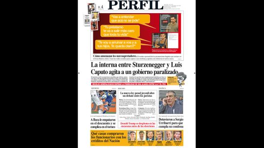 La tapa del Diario PERFIL del domingo 6 de septiembre de 2026