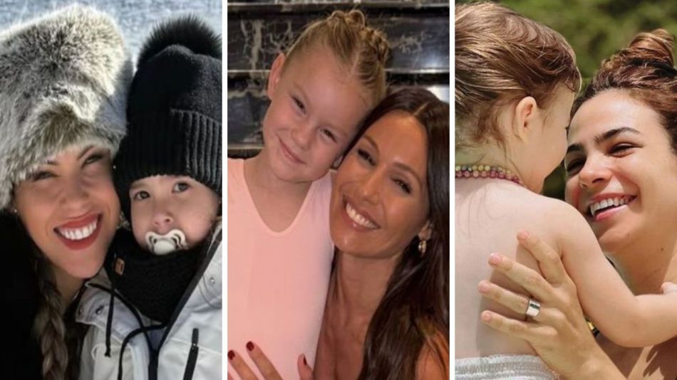 Barby Burlando con Sarah, Pampita con Anita y Agustina Cherri con Alba