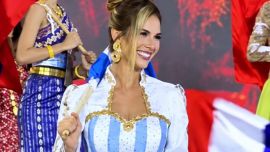 La participante argentina de Miss Mundo dio la nota con un vestido con la imagen de Messi