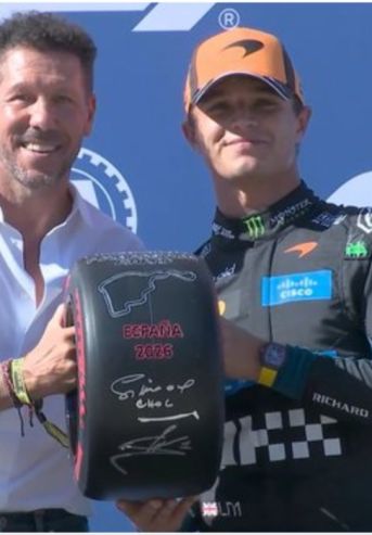 Diego Simeone junto a Lando Norris