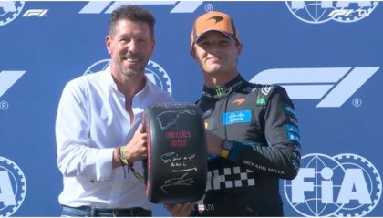 Diego Simeone junto a Lando Norris