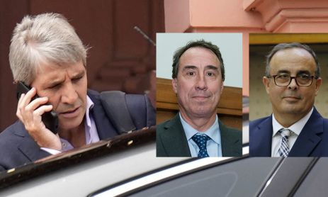 Luis Caputo y los jueces Mariano Llorens y Pablo Bertuzzi.
