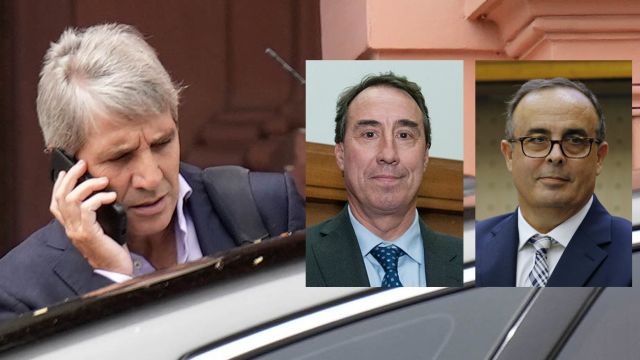 Luis Caputo y los jueces Mariano Llorens y Pablo Bertuzzi.