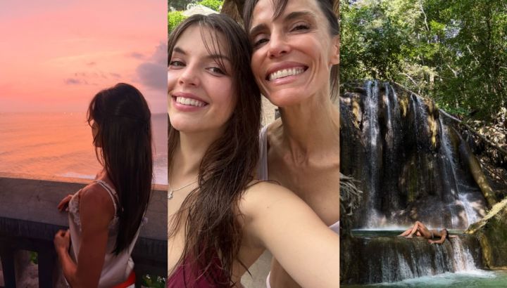 Cascadas, paisajes de película y visita al Templo de Uluwatu: las exóticas vacaciones de María Susini y su hija India Arana en Indonesia