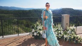 El look de Angie Landaburu en una boda en Italia: volados y flores frente a los paisajes de Piamonte