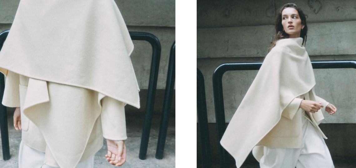 Ideas de look con poncho, chal y tapado para el cambio de estación de invierno a primavera