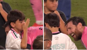 Lionel Messi con su hijo menor, Ciro