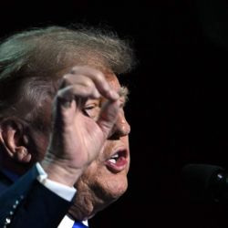 El presidente de Estados Unidos, Donald Trump, interviene durante la convención nacional republicana de mitad de mandato en el American Airlines Center de Dallas, Texas. | Foto:RONALDO SCHEMIDT / AFP