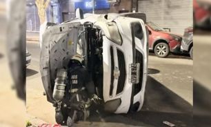 Choque y vuelco en Liniers