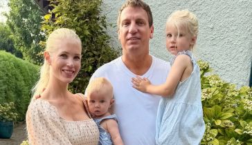 Daniela Christiansson y Maxi López junto a sus hijos