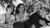 Presley Gerber junto a su hermana Kaia Gerber, su mamá Cindy Crawford y su papá Rande Gerber