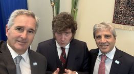 Javier Milei junto a Luis Caputo y Pablo Quirno durante la Asamblea General de la ONU