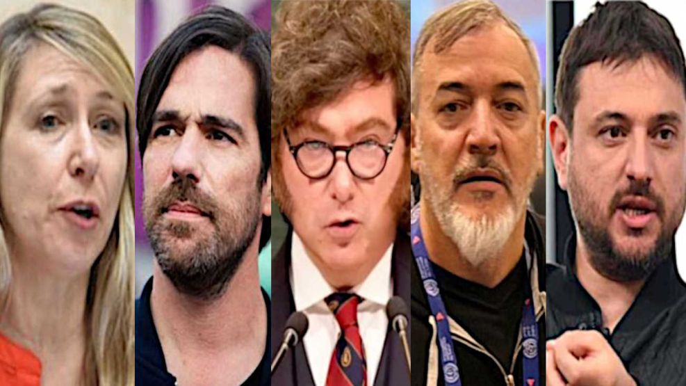 Myriam Bregman, Nicolás Del Caño, Javier Milei, Rodolfo Aguiar y Juan Grabois 23092026