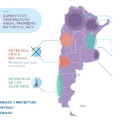 Mapa de las incidencias del cambio climático en Argentina.