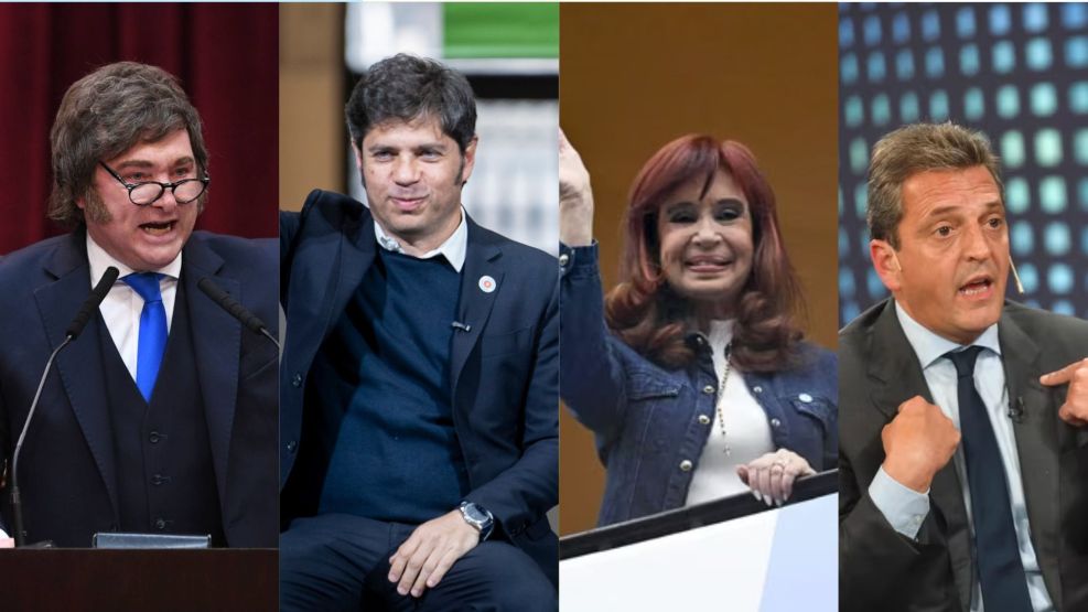 Milei y los candidatos en un supuesto balotaje