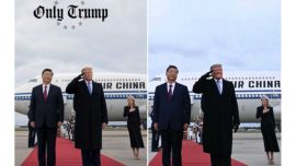 Trump habría falsificado una foto con Xi Jinping para ocultar un gesto de temor frente a un avión militar