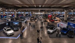 Vista panorámica del predio de 2 mil metros cuadrados en el Portal Rosario Shopping, que reúne a las principales marcas del mercado automotor en el primer salón del vehículo de la ciudad