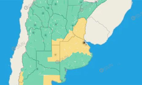 La zona del alerta amarillo del SMN para la mañana del 27 de septiembre de 2026.