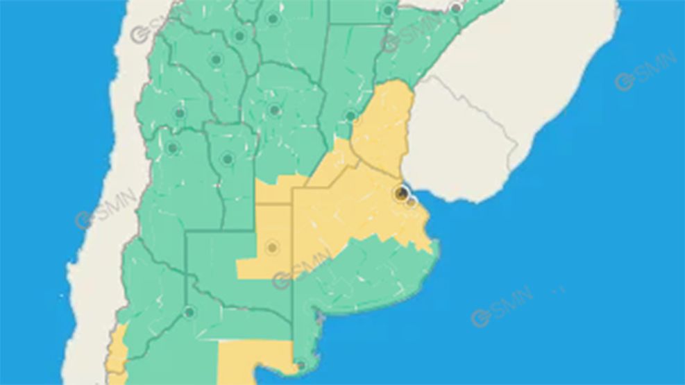 La zona del alerta amarillo del SMN para la mañana del 27 de septiembre de 2026.