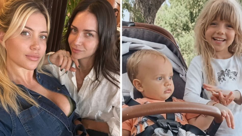 Wanda y Zaira Nara junto a sus hijos 
