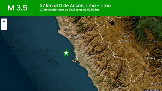 Un sismo de magnitud 3.5 sacudió a la ciudad de Lima durante la madrugada de este miércoles