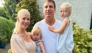 Daniela Christiansson y Maxi López junto a sus hijos Elle y Lando