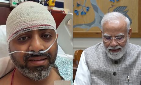 Piloto indio Smit Machchhar y el presidente Narendra Modi