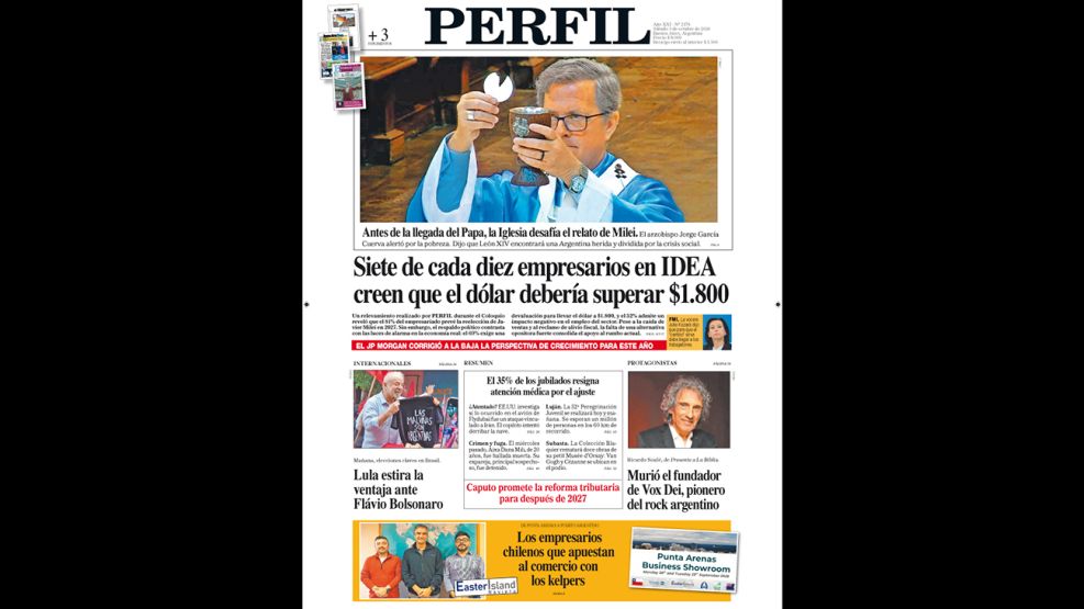 La tapa del Diario PERFIL del sábado 3 de octubre de 2026